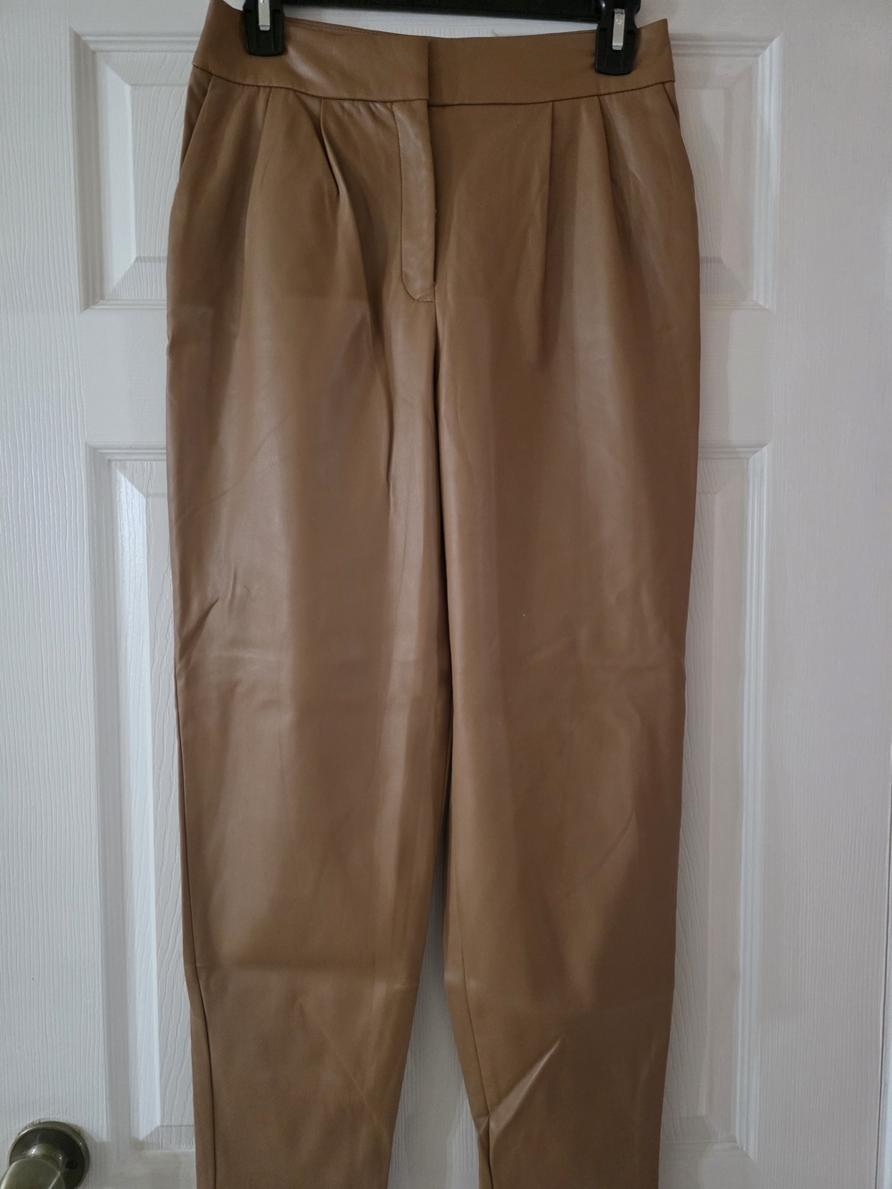 Express Faux Leather Trousers in Tan